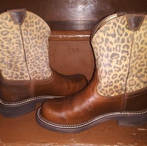 Ariat Leopard print western cowboy boots